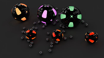 3D, Surface, Neon, Illumination, Backlight, Balls, Sphere, Spheres, Gray Background, Grey Background HD wallpaper