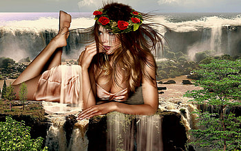 Beauty, model, nature, 3d HD wallpaper