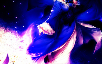 Anime, blue, girl, pink HD wallpaper