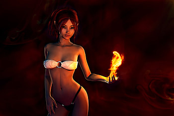 Fire Elf, elf, fantasy, 3d, fire HD wallpaper