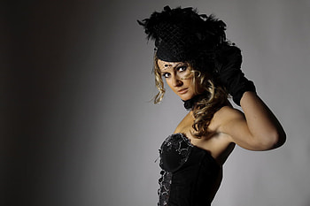 In black, model, black, dress, female HD wallpaper