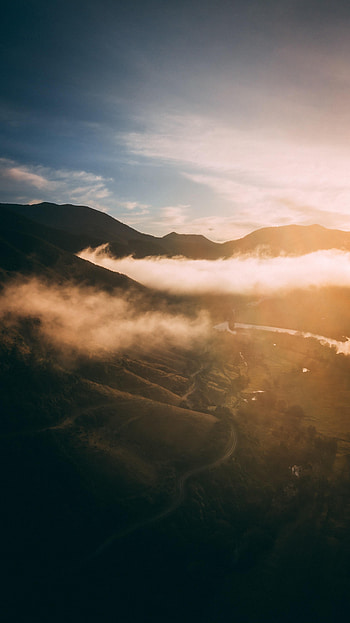 Nature, Clouds, Beams, Rays, Road, Relief, Hills HD phone wallpaper