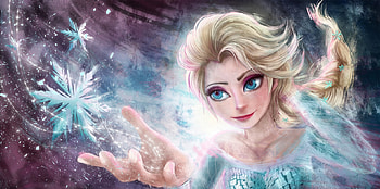 Elsa, blue, art, disney, iarna winter, snow queen, hand, snowflake, fantasy, luminos, stephanieska20 HD wallpaper