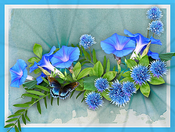 IN THE BLUE, ART, FLOWEWRS, CREATION, ABSTRACT HD wallpaper