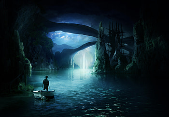 Dark Night Boat, boat, artist, artwork, digital-art, deviantart HD wallpaper