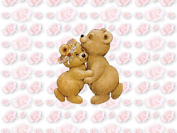 Lovely, pink, bear, love, couple, cute, flowers, nice HD wallpaper