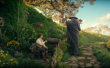 Bilbo Baggins and Gandalf the Grey, The Shire (The Lord of the Rings) HD wallpaper
