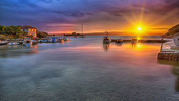 Sunrise, Morning, Nerezine, Landscape HD wallpaper