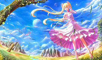 Virtual beauty, landscape, girl, anime, virtual reality HD wallpaper