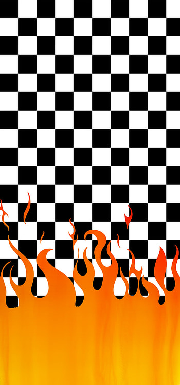 Flames, checkered-, orange-, red-, flames- HD phone wallpaper