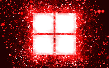 Microsoft red logo, , red neon lights, creative, red abstract background, Microsoft logo, Windows 11 logo, brands, Microsoft HD wallpaper