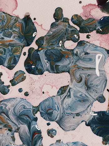 Vibrant abstract painting featuring swirling blue and pink patterns with a fluid texture. HD phone wallpaper