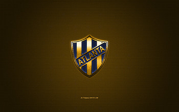 Club Atletico Atlanta, Argentine football club, blue logo, yellow carbon fiber background, Primera B Nacional, football, Buenos Aires, Argentina, Club Atletico Atlanta logo HD wallpaper