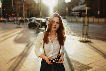White shirt, beautiful, street, woman model HD wallpaper