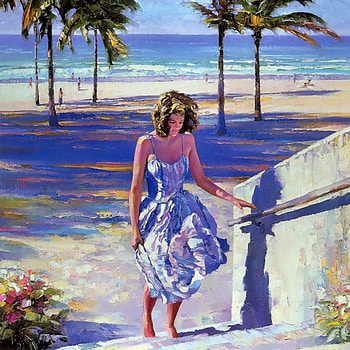 Painting, summer, beautiful, woman HD wallpaper