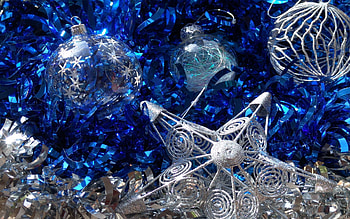 Holidays, New Year, Decorations, Christmas, Tinsel, Balls, Star HD wallpaper