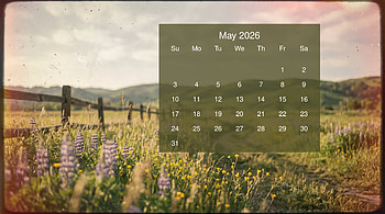 May 2026 Calendar — Spring Meadow, May 2026 Calendar HD wallpaper