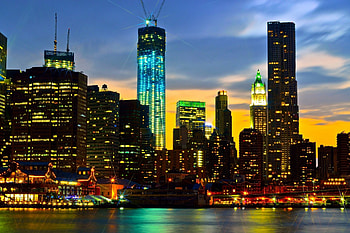 Cities, Sea, Night, City, Lights HD wallpaper