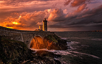 Sunset near lighthouse, Popular , Breathtaking scenery, Serene view HD wallpaper