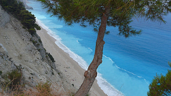 Greece, egremni, wild, cliffs, beach HD wallpaper