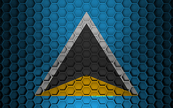 Saint Lucia flag, 3d hexagons texture, Saint Lucia, 3d texture, Saint Lucia 3d flag, metal texture, flag of Saint Lucia HD wallpaper