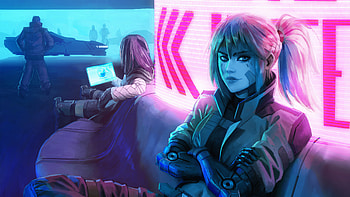 Arkadia And Astree Cyberpunk Girls , cyberpunk, artist, artwork, digital-art, deviantart HD wallpaper
