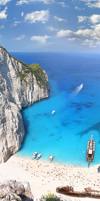 Greece, Zakynthos mountains, Blue ocean beaches, Island paradise HD phone wallpaper