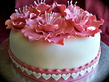 Cake, sweet, pink, white, flower, dessert, food HD wallpaper