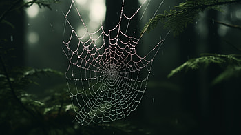 Dew-Kissed Spider Web in Forest -, dew, artistic, spider web HD wallpaper