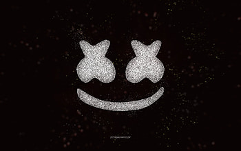 Marshmello glitter logo, , black background, Marshmello logo, white glitter art, Marshmello, creative art, Marshmello white glitter logo HD wallpaper