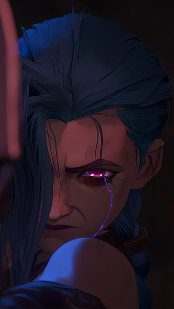 Arcane Jinx fishbone, blue HD phone wallpaper