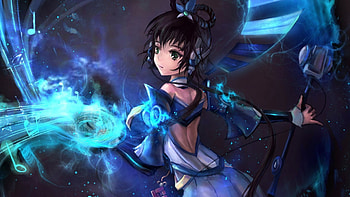 Face It Head On, Cant think of a fourth, Neon, Girl, Blue HD wallpaper