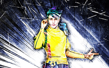 Wolfrahh, grunge art, 2021 games, Fire Battlegrounds, Garena Fire characters, Wolfrahh Skin, blue abstract rays, Garena Fire, Wolfrahh Fire HD wallpaper
