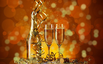 We toast a new year!, champagne, toast, ribbon, special day, glasses, new year, bottle HD wallpaper