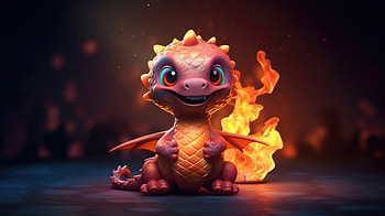 Flaming Mini Dragon, dragon, cute, artist, artwork, digital-art HD wallpaper
