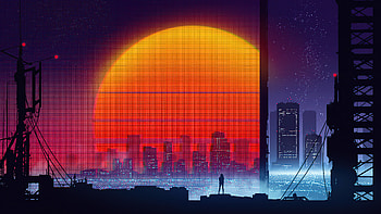 Two Sided Waves , retrowave, outrun, artist, artwork, digital-art, artstation HD wallpaper