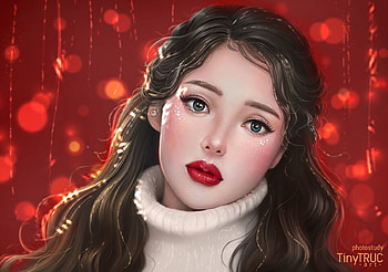 :-), makeup, frumusete, white, craciun, girl, tinytruc, fantasy, christmas, red, face, luminos HD wallpaper