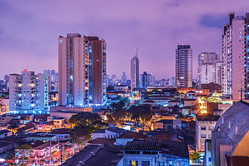 Stunning view of Sao Paulo's illuminated skyline showcasing vibrant nightlife and towering skyscrapers. HD wallpaper