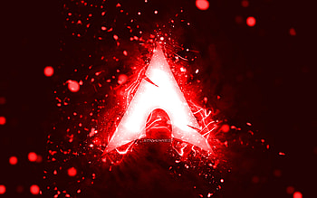Arch Linux red logo, , red neon lights, creative, red abstract background, Arch Linux logo, Linux, Arch Linux HD wallpaper