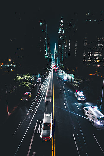 Night, city, road, traffic, buildings HD phone wallpaper