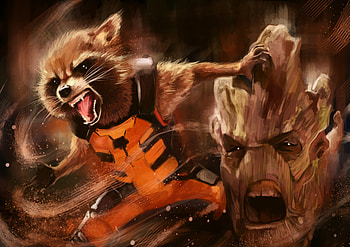Groot And Rocket Artwork, groot, guardians-of-the-galaxy-vol-2, guardians-of-the-galaxy, movies, deviantart HD wallpaper