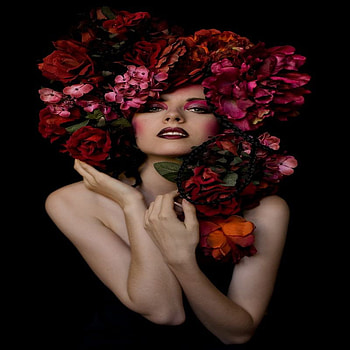 BEAUTIFUL WOMAN, colorful, black, woman, elegant, pink, flower, red, nature, hat HD wallpaper