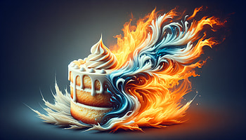 Fiery Vanilla Cake Art, vanilla cake, cake, fire, dessert, swirl HD wallpaper