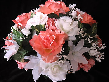 For Your Birtay - Lisa, white, bouquet, coral green, roses lillies, flowers HD wallpaper