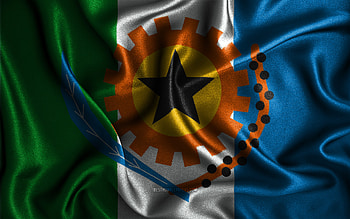 Santana flag, , silk wavy flags, brazilian cities, Day of Santana, Flag of Santana, fabric flags, 3D art, Santana, cities of Brazil, Santana 3D flag HD wallpaper
