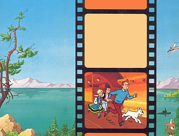Tintin et le lac aux requins, blue, dog, milou, colored, snowy, cartoon, herge, comic, france, lake, cartoons, movie, cool, funny, tintin HD wallpaper