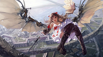Angel Wings Girl Falling From Sky , falling, anime-girl, anime, artist, artwork, digital-art HD wallpaper