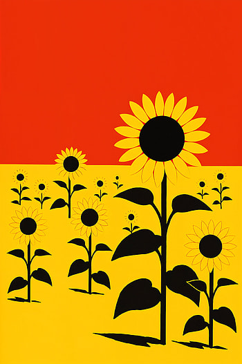 Sunflower Field Minimalist , sunflower, silhouette, yellow HD phone wallpaper