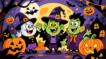 Trick-or-Treat Trio — Halloween, trick or treat, halloween, child, costume, pumpkin HD wallpaper