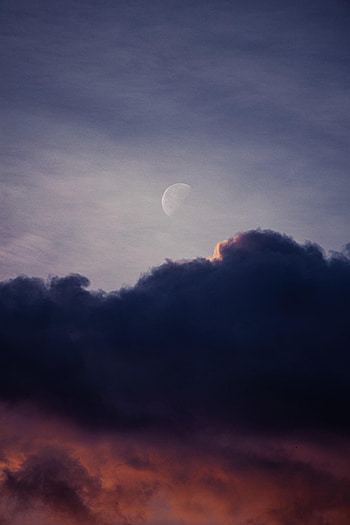 Nature, Sky, Clouds, Moon, Evening, Full Moon HD phone wallpaper